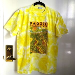 Baguio Philippines Yellow White Tie-dye Souvenir T-Shirt Large Sunflower